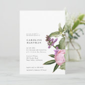 Invitation Jardin de fleurs Fête des mariées rose vert (Debout devant)