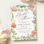 Invitation Jardin de fleurs Fête des mariées rose vert<br><div class="desc">Jardin Fleur Rose Vert Bridal Douche Invitation</div>