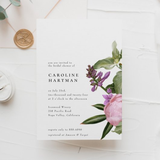 Invitation Jardin de fleurs Fête des mariées rose vert