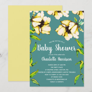 Invitation Jardin de fleurs jaune vif Baby shower