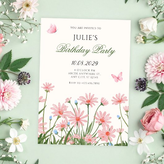 Invitation Jardin de fleurs minimaliste