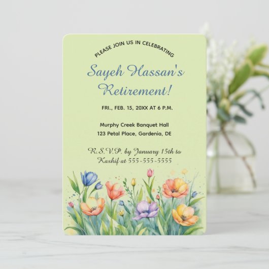 Invitation Jardin de fleurs modifiable (Debout devant)