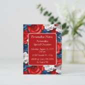 Invitation Jardin de fleurs patriotique rouge blanc bleu élég (Debout devant)