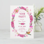Invitation Jardin de fleurs roses  (Debout devant)