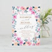 Invitation Jardin de fleurs roses à l'aquarelle (Debout devant)