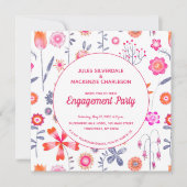 Invitation Jardin de fleurs roses moderne Fiançailles Boho (Devant)