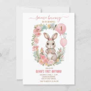 Invitation Jardin de fleurs roses Un lapin est en train de to