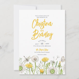 Invitation Jardin de fleurs sauvages à l'aquarelle jaune gris