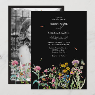Invitation Jardin de fleurs sauvages à l'aquarelle Mariage Bo