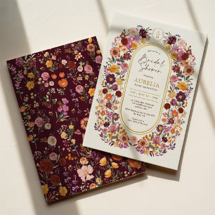 Invitation Jardin de fleurs sauvages d'automne Monogramme Ent