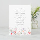 Invitation Jardin de fleurs sauvages élégant code QR RSVP mar (Debout devant)