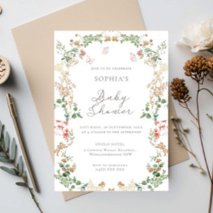 Invitation Jardin de fleurs sauvages fantaisistes Fête prénat