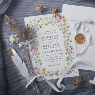 Invitation Jardin de fleurs sauvages Mariage élégant rustique
