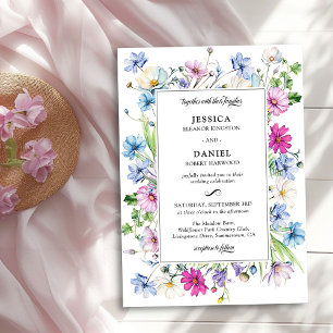 Invitation Jardin de fleurs sauvages Mariage encadré floral