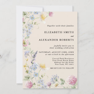 Invitation Jardin de Fleurs Sauvages Mariage Ton Terreux Chau