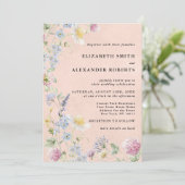 Invitation Jardin de Fleurs Sauvages Stonewash Blush Code QR (Debout devant)
