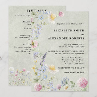 Invitation Jardin de Fleurs Sauvages Stonewash Vert Code QR M