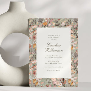 Invitation Jardin de fleurs sauvages vintage automnal Baby Sh