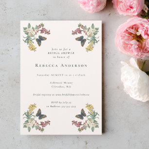 Invitation Jardin de fleurs vintage botaniques pour la douche