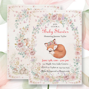Invitation Jardin de forêt à l'aquarelle Baby Shower pour f
