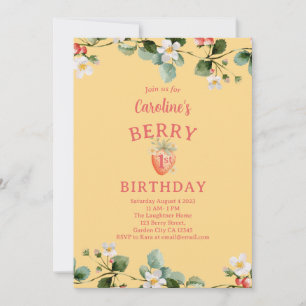 Invitation Jardin de fraises pour la première fête d'annivers
