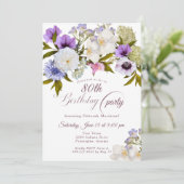 Invitation Jardin de grand-mère mauve pourpre 80e (Debout devant)