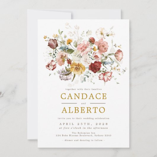 Invitation Jardin de jardin Fleur sauvage de Bohême Mariage (Devant)