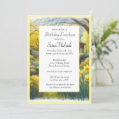 Invitation Jardin de jonquilles à l'aquarelle pour anniversai (Debout devant)