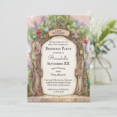 Invitation Jardin de la Fée de la Forêt Enchantée en rose (Debout devant)