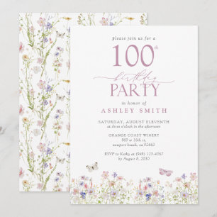 Invitation Jardin de la fête du 100e anniversaire du fleur sa