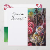 Invitation JARDIN DE LA MELISSA 2, Champagne Blanc, Fuchsia (Devant / Derrière)