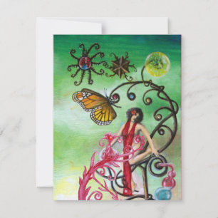 Invitation JARDIN DE LA MELISSA 2,  rouge, rose, vert, blanc