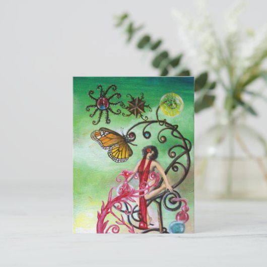 Invitation JARDIN DE LA MELISSA rouge rose vert bleu vif (Debout devant)