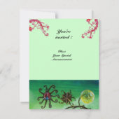 Invitation JARDIN DE LA MELISSA, rouge vif, rose vert (Dos)