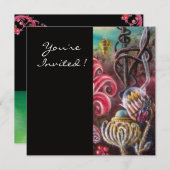 Invitation JARDIN DE LA MÉLISSE 2, Noir, Blanc, Fuchsia (Devant / Derrière)