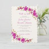 Invitation Jardin de la Trompette sauvage violet Mariage phot (Debout devant)