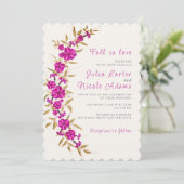 Invitation Jardin de la Trompette sauvage violet Mariage phot (Debout devant)
