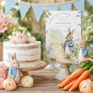 Invitation Jardin de lapin vintage pour 1er anniversaire