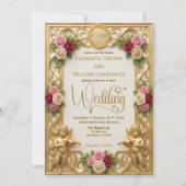 Invitation Jardin de l'ère Régence Cherub Monogramme Mariage (Devant)