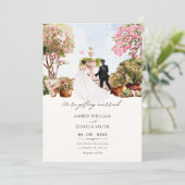 Invitation Jardin de mariage à l'aquarelle (Debout devant)