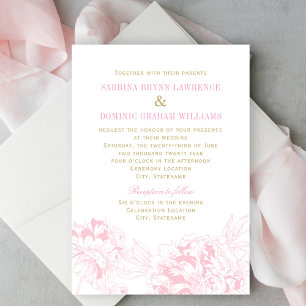 Invitation Jardin de mariage aux pivoines roses tendres