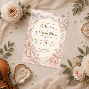 Invitation Jardin de Mariage Romantique de Conte de Fées