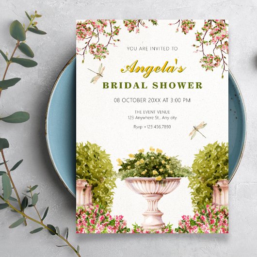 Invitation Jardin de mariée semeuse à l'aquarelle