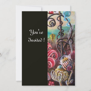 Invitation JARDIN DE MELISSA 2, Noir, Blanc, Fuchsia