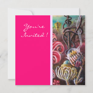 Invitation JARDIN DE MELISSA 2, rouge vif, rose vert