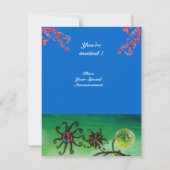 Invitation JARDIN DE MELISSA, rouge vif, rose bleu (Dos)