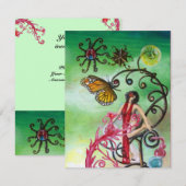 Invitation JARDIN DE MELISSA rouge vif rose vert bleu (Devant / Derrière)