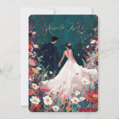 Invitation Jardin de minuit - Turquoise chic et Mariage de co (Devant)