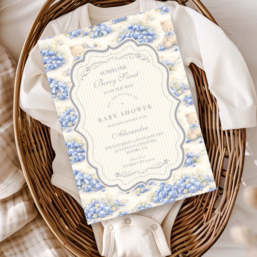Invitation Jardin de myrtilles Teddy Toile Fête de bébé