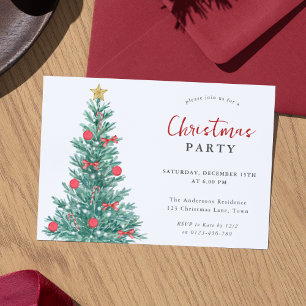 Invitation Jardin de Noël moderne Red Gold